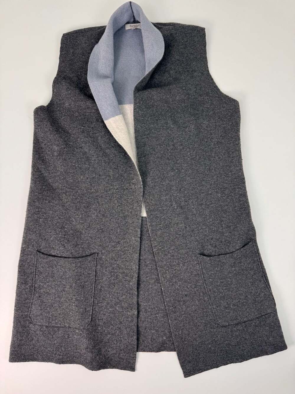 Bartolini Made in Italy Colorblock Wool Cashmere Blend Quiet Luxury Open Front L